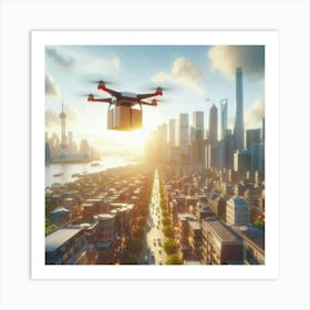 Drone Delivery In Shanghai Art Print