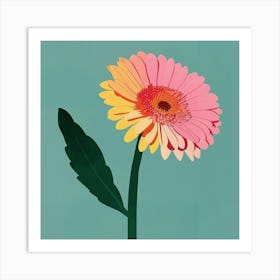 Gerbera Daisy Square Flower Illustration Art Print