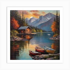 Cabin On The Lake Art Print