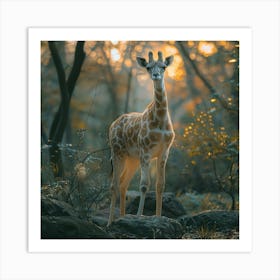 Giraffe In The Forest Art Print