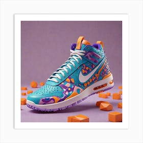 A Cute 3d Nike Shoe Rendered In The Most Obnoxious And Eye Catching Color Scheme The Design Features 4031253936 Art Print