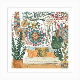 Boho Living Room Art Print