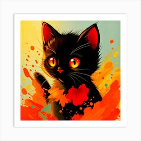 Black Cat Painting Art Print