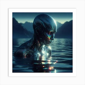 Futuristic Woman In Water Art Print