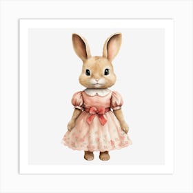 Bunny In Pink Dress 1 Art Print