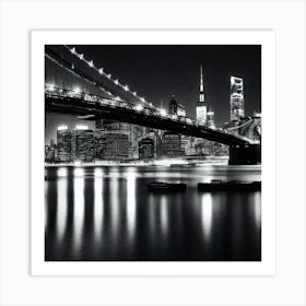 Brooklyn Bridge At Night 1 Art Print
