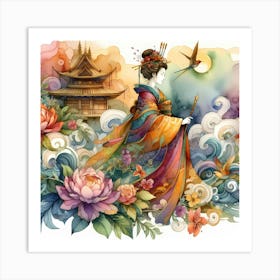 Geisha Woman Art Print