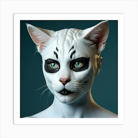 Human Cat Face Hybrid Feline Anthropomorphic Humanoid Transformation Fantasy Fiction Creat Art Print