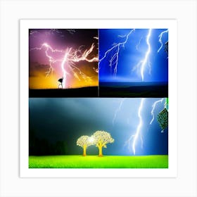 Lightning scenes with nature  Art Print