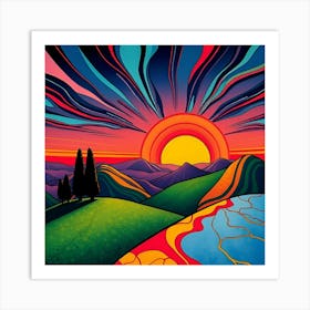 Sunset In The Mountains 15 Art Print