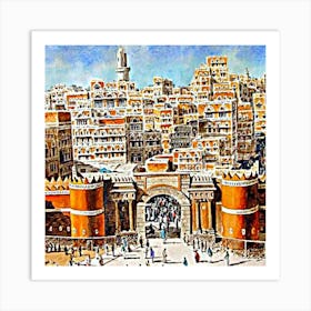 Painting of Old Sanaa - Yemen Art Print