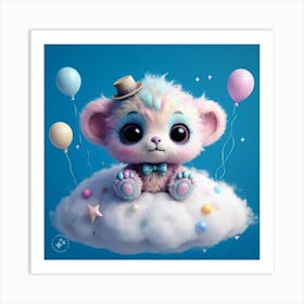 Teddy Bear On Cloud Art Print