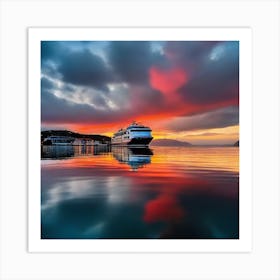 Cruise Ship At Sunset 10 Art Print