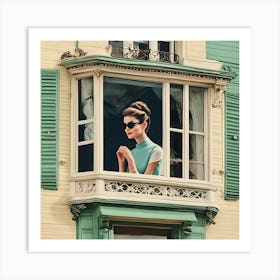 Audrey Hepburn On A Flatemate At The Window Art Print