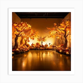 Autumn Themed Generative Light Decor Captures The Essence Of Thanksgiving Manipulations Of Holiday (2) Art Print