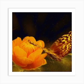 Butterfly On A Flower 2 Art Print