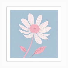 A White And Pink Flower In Minimalist Style Square Composition 478 Art Print