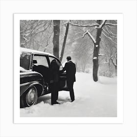 Two Men In Front Of A Car Art Print