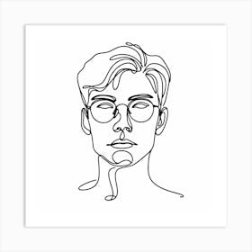 One Line Drawing Of A Man With Glasses Art Print