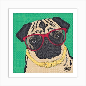 Percy Pug 2 Square Art Print