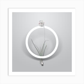 Vintage Nodding Onion Minimalist Floral Geometric Circle on Soft Gray n.0480 Art Print