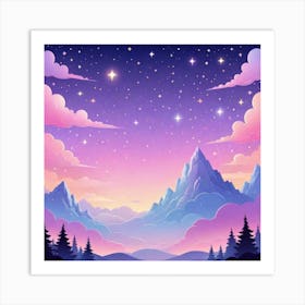 Sky With Twinkling Stars In Pastel Colors Square Composition 29 Art Print