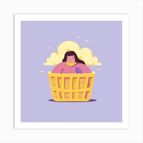 Woman In A Basket 11 Art Print