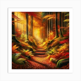 Autumn Forest Path Art Print