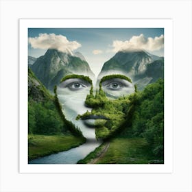 Portrait Of A Woman In Nature Art Print