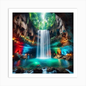 Waterfall In The Cave 1 Art Print