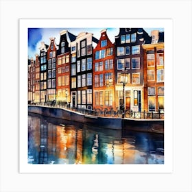 Amsterdam At Night 1 Art Print