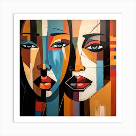 Two Women'S Faces Art Print