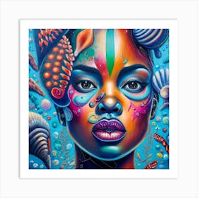 Woman With Seashells Art Print