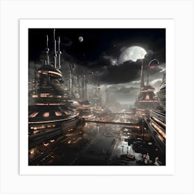 Cyberpunk City at night 3 Art Print