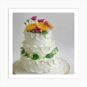 Wedding Cake With Flowers 1 Art Print