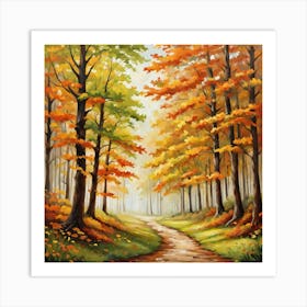 Forest In Autumn In Minimalist Style Square Composition 54 Art Print