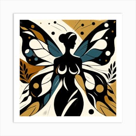 Abstract Female with Butterfly Wings 2 Art Print