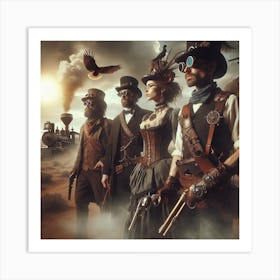 Steam Punk Cowboys 3/4  (time travel old west future west world western outlaw sci-fi fantasy) Art Print