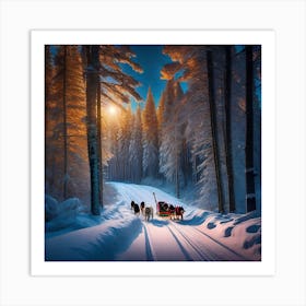 Sled Dogs In The Snow 4 Art Print