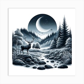 Deer In The Forest 2 Art Print