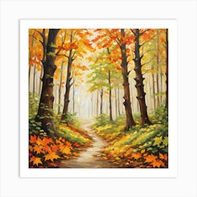 Forest In Autumn In Minimalist Style Square Composition 106 Art Print