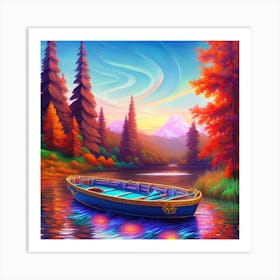 Boat On The Lake Art Print