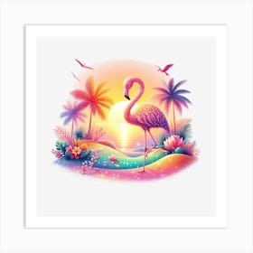 Flamingo At Sunset 8 Art Print