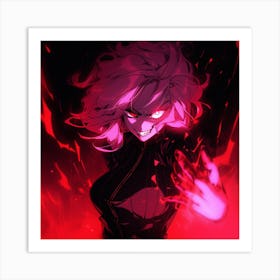 Anime Girl With Pink Hair 2 Art Print