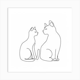 Cat And Woman Line Art Print
