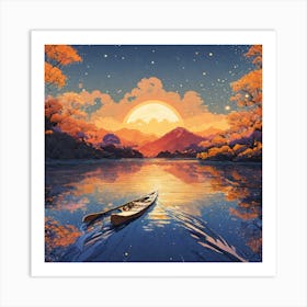 Canoe On The Lake Art Print