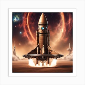 Spaceship In Space Art Print