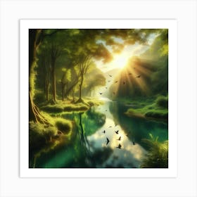 Sunrise In The Forest 1 Art Print