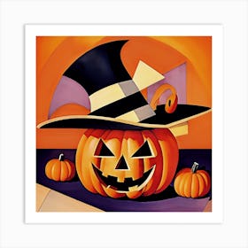 Halloween Pumpkin Hat Art Print