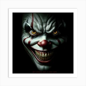 Creepy scary Clown isolated on black background 2 Art Print